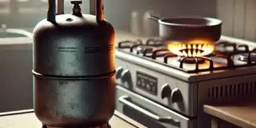 fogão, gás, de cozinha;